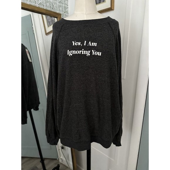 Wildfox Sweaters - NWT Wildfox Black Crew Neck Knit Sweat Shirt with White Prints Yes Im Ignoring..